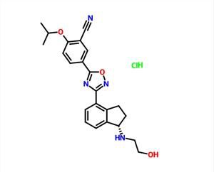 (S) -4- (5- (3-ciano-4-isopropoxifenil) -1,2,4-oxadiazol-3-il) -N- (2-hidroxietil) -2,3-di-hidro-1H-inden- Cloreto de 1-amínio CAS 1618636-37-5